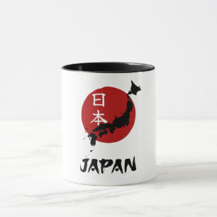 Japan kaart met rode zon decoratie mok