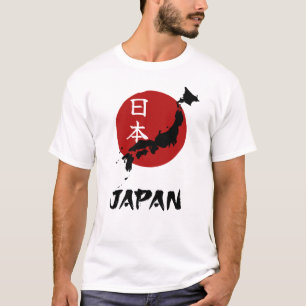 Japan kaart met rode zon decoratie t-shirt