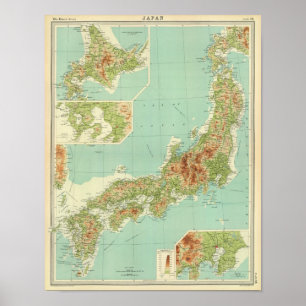 Japan-kaart met scheepvaartroutes poster