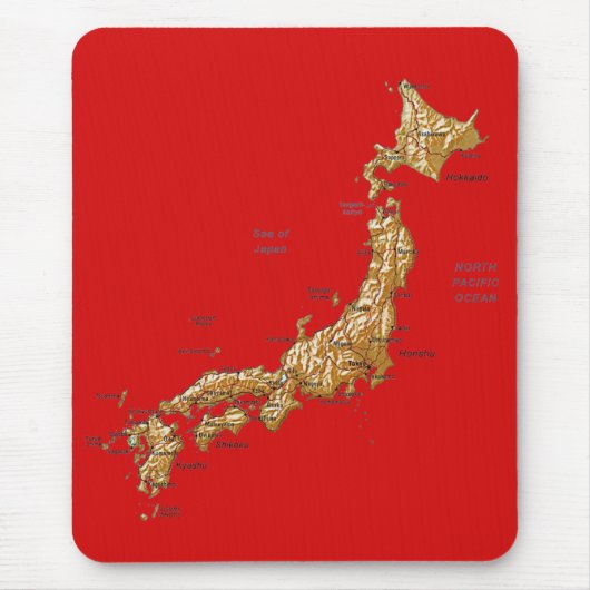Japan Kaart Mousepad Muismat (Voorkant)
