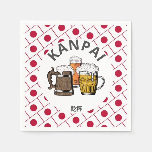 JAPAN Kanpai 乾杯 Groot Japans Bierpapier Servet (Voorkant)