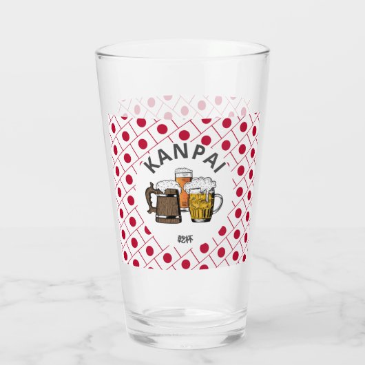 JAPAN Kanpai 乾 杯 grote Japanse bier Glas (Achterkant)
