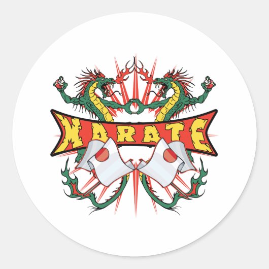 Japan Karate Dragons Ronde Sticker (Voorkant)