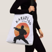 Japan Karate Zwart Silhouet Rising Sun Trendy Crossbody Tas (Dichtbij)