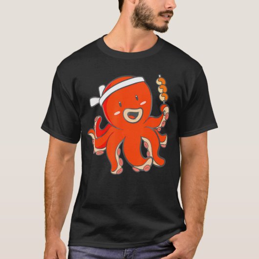 Japan Kawaii Anime Octopus Sushi Chef Traditioneel T-shirt (Voorkant)