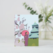 Japan Kersenbloesem Geisha Kimono Japan Briefkaart (Staand voorkant)