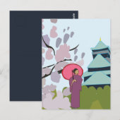 Japan Kersenbloesem Geisha Kimono Japan Briefkaart (Voorkant / Achterkant)