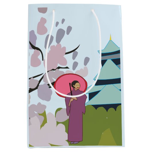 Japan Kersenbloesem Geisha Kimono Japan Medium Cadeauzakje (Voorkant)