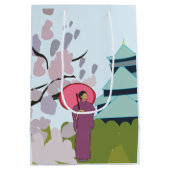 Japan Kersenbloesem Geisha Kimono Japan Medium Cadeauzakje (Achterkant)