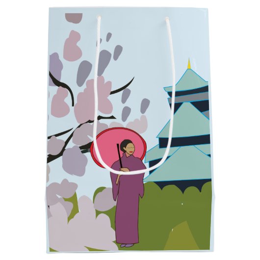 Japan Kersenbloesem Geisha Kimono Japan Medium Cadeauzakje (Achterkant)