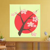 Japan kersenbloesem sakura tak bloemenprint canvas afdruk (Insitu (Woonkamer))