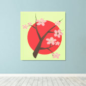 Japan kersenbloesem sakura tak bloemenprint canvas afdruk (Insitu (Houten vloer))