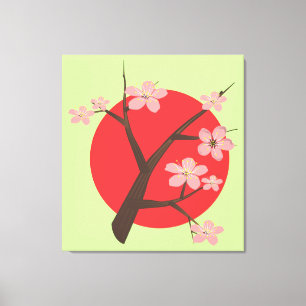 Japan kersenbloesem sakura tak bloemenprint canvas afdruk
