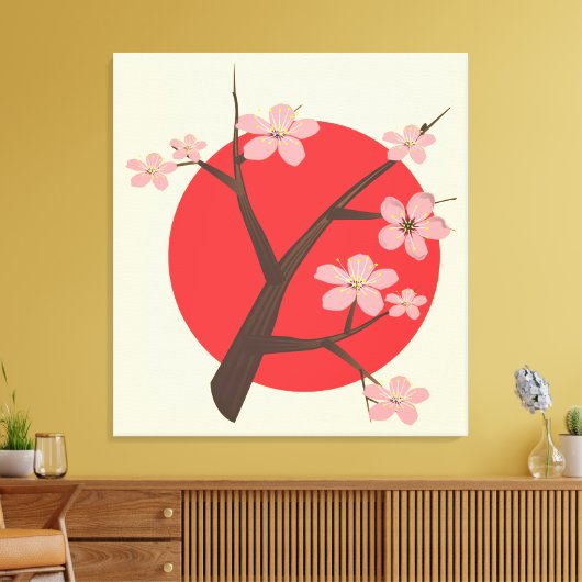 Japan kersenbloesem sakura tak bloemenprint canvas afdruk (Insitu (Woonkamer))