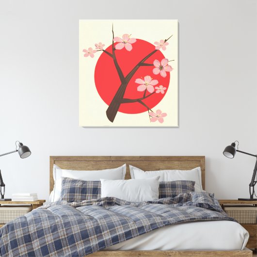 Japan kersenbloesem sakura tak bloemenprint canvas afdruk (Insitu (Slaapkamer))