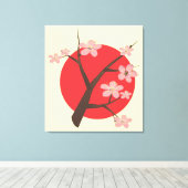 Japan kersenbloesem sakura tak bloemenprint canvas afdruk (Insitu (Houten vloer))