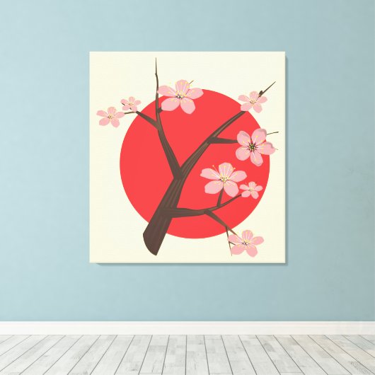 Japan kersenbloesem sakura tak bloemenprint canvas afdruk (Insitu (Houten vloer))
