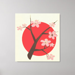 Japan kersenbloesem sakura tak bloemenprint canvas afdruk