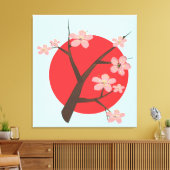 Japan kersenbloesem sakura tak bloemenprint canvas afdruk (Insitu (Woonkamer))