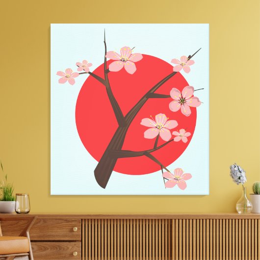 Japan kersenbloesem sakura tak bloemenprint canvas afdruk (Insitu (Woonkamer))