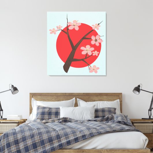 Japan kersenbloesem sakura tak bloemenprint canvas afdruk (Insitu (Slaapkamer))