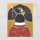 Japan Kimono Yukata Shrine geïllustreerd Briefkaart (Voorkant)