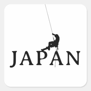 Japan Klimmer Touw Minimalistische Silhouet Vierkante Sticker