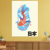 Japan Koi vis vintage poster Canvas Afdruk (Insitu (Woonkamer))