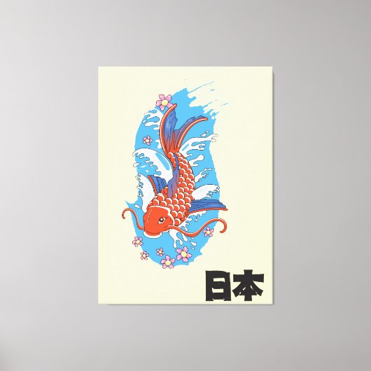 Japan Koi vis vintage poster Canvas Afdruk (Voorkant)