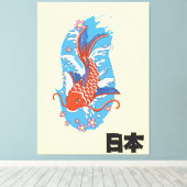 Japan Koi vis vintage poster Canvas Afdruk (Insitu (Houten vloer))