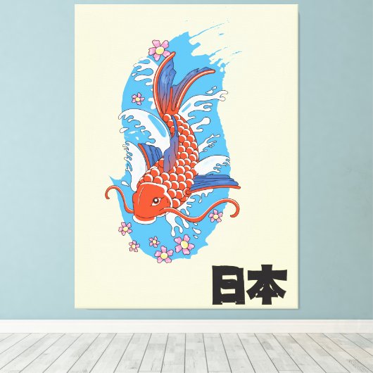 Japan Koi visje Canvas Afdruk (Insitu (Houten vloer))