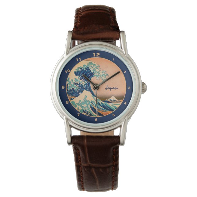Japan &  kunst Grote Golf van Kanagawa Horloge (Voorkant)
