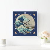 Japan & kunst Grote Golf van Kanagawa Time S Vierkante Klok (Huis)