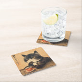  japan kunst schattige kat met een kopje koffie kartonnen onderzetters (Insitu)