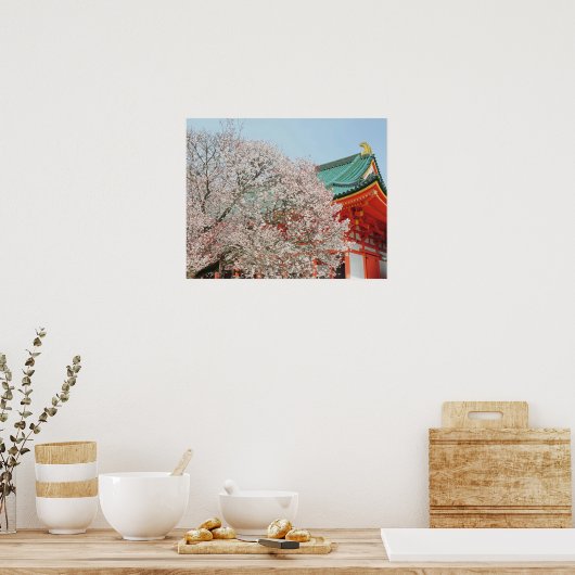 Japan, Kyoto. Cherry-bloesem van Shinto Poster (Keuken)