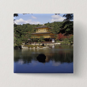 Japan, Kyoto, Gouden Paviljoen, Zen-tempel Vierkante Button 5,1 Cm