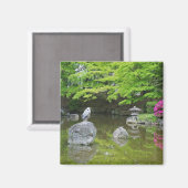 Japan, Kyoto. Heron in verse groene bladeren Magneet (Voorkant / Achterkant)