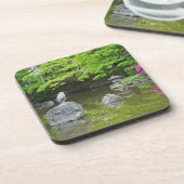 Japan, Kyoto. Heron in verse groene bladeren Onderzetter (Linkerzijde)