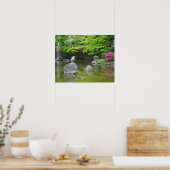 Japan, Kyoto. Heron in verse groene bladeren Poster (Keuken)