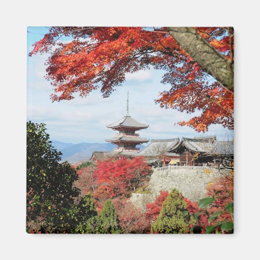Japan, Kyoto. Kiyomizu-tempel in de herfstkleur Magneet (Voorkant)
