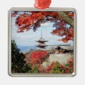 Japan, Kyoto. Kiyomizu-tempel in de herfstkleur Metalen Ornament (Voorkant)