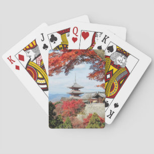 Japan, Kyoto. Kiyomizu-tempel in herfstkleuren Pokerkaarten