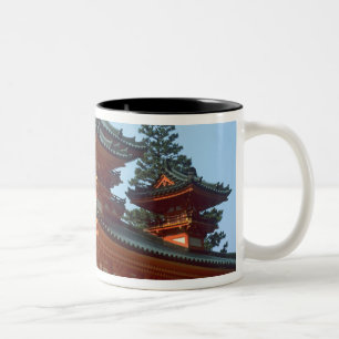 Japan, Kyoto, Kleurrijke Heian Jingu Tempel, Tweekleurige Koffiemok