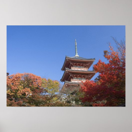 Japan, Kyoto, Pagode in herfstkleuren Poster (Voorkant)