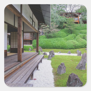 Japan, Kyoto. Stille stenen tuin Vierkante Sticker