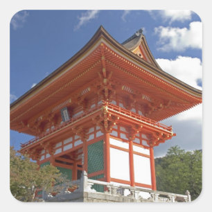 Japan, Kyoto, Torenende van tempel Vierkante Sticker
