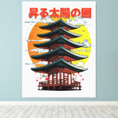 japan , land van de logo van de zonnetempel canvas afdruk (Insitu (Houten vloer))