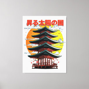 japan , land van de logo van de zonnetempel canvas afdruk