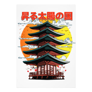 japan, land van de opkomende zon tempel logo foto afdruk