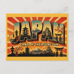 Japan Land van de Rijzende Zon Vintage Reis Kunst Briefkaart